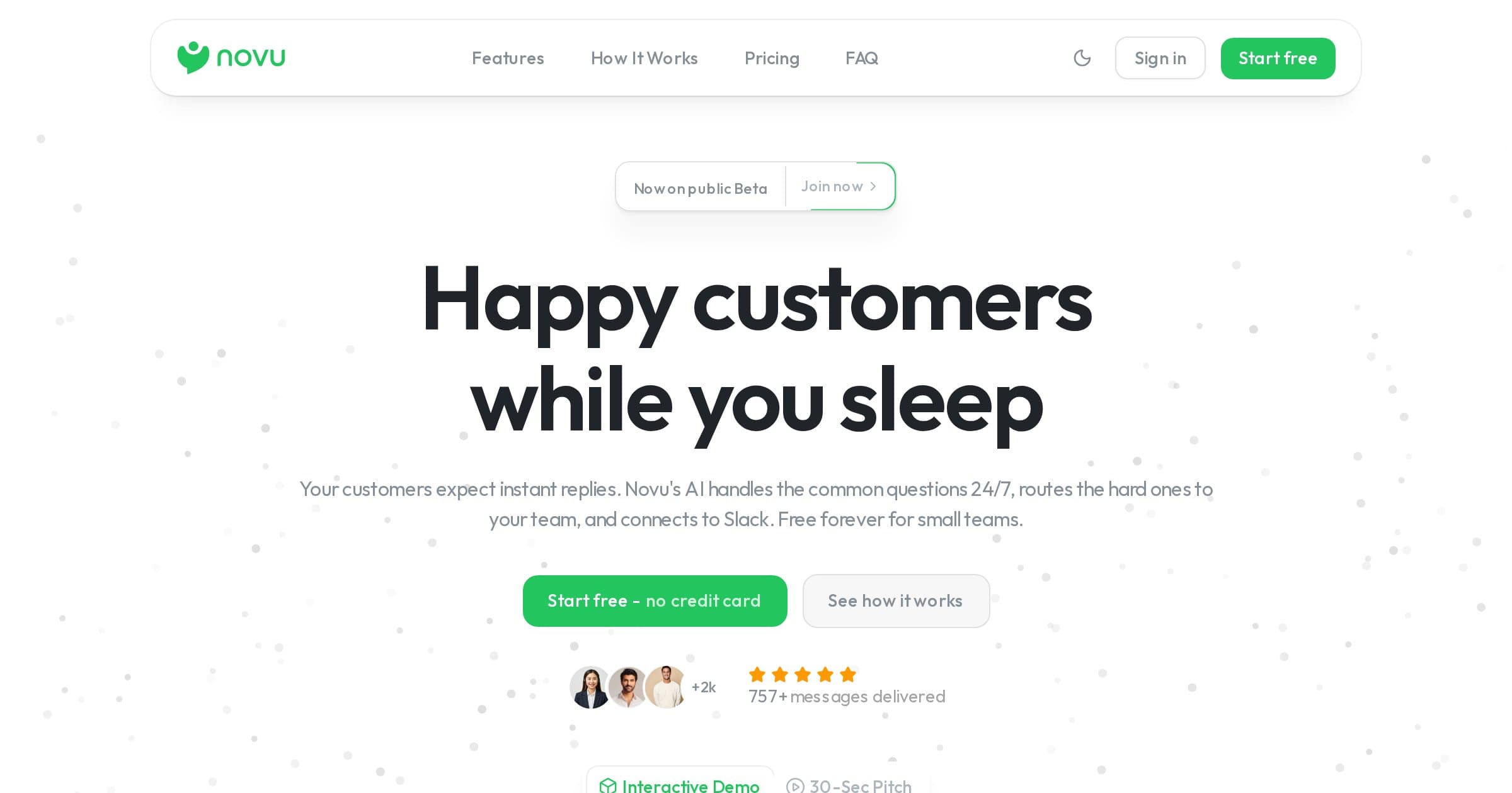 Screenshot of the Novu homepage